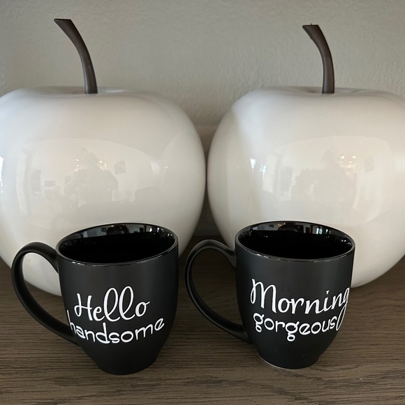 CUSTOM TEXT - DOWAN 16oz Matte Black Mug SET - White Vinyl - BRIDE GROOM WEDDING - Picture 1 of 9